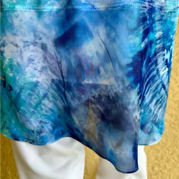 Jess & Jane blue watercolor embellished tunic top - Picture 8 of 10